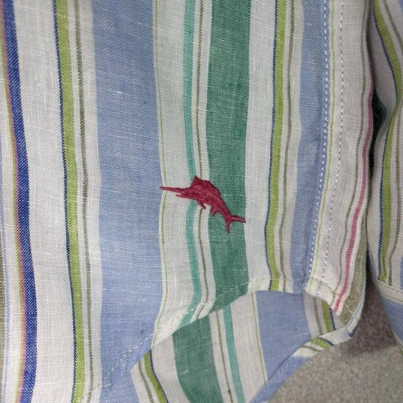 Tommy Bahama Shirt Mens L Linen Relax Long Sleeve Button Up Multicolor Striped - Picture 7 of 8